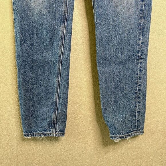 American Eagle Jeans Womens Size 00 Long Mom Blue Medium Wash Denim Distressed - Picture 3 of 12
